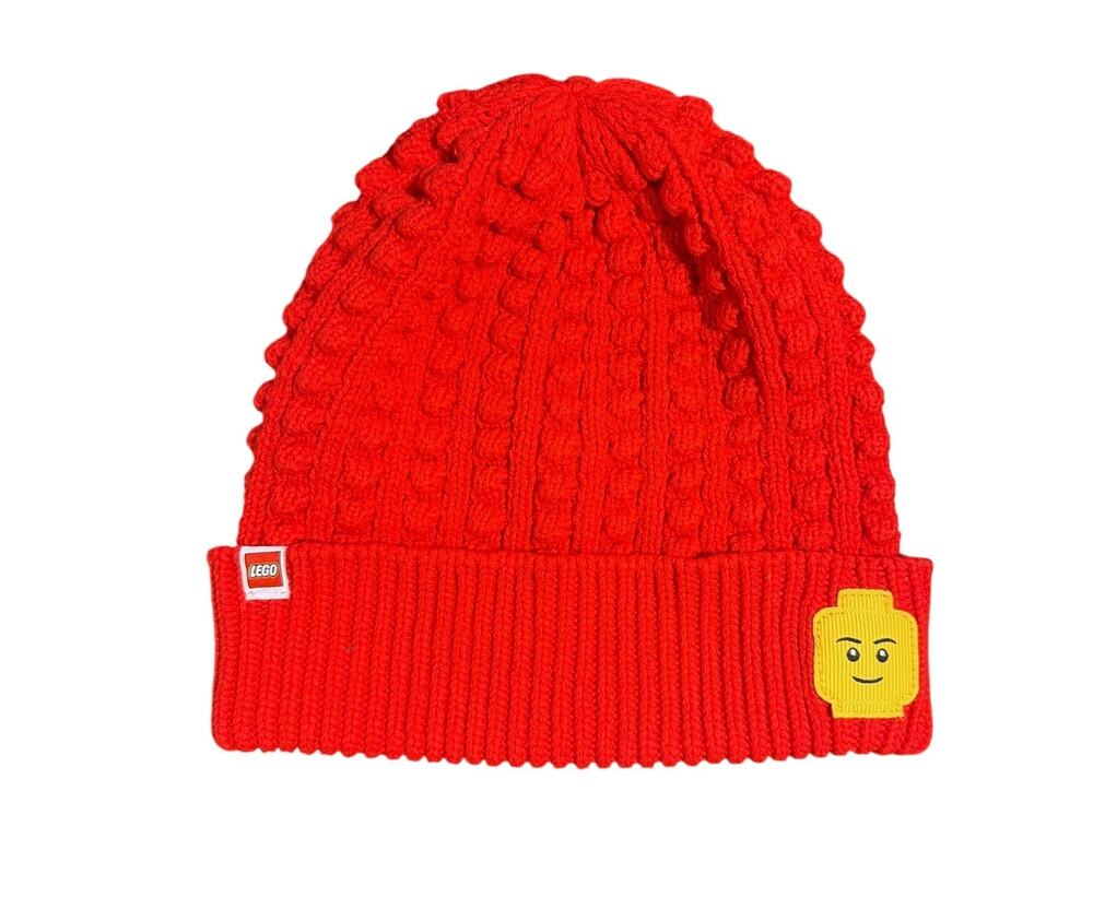 Lego X Target Collection Adult Beanie Hat Knit NWOT Minifigure Patch Red